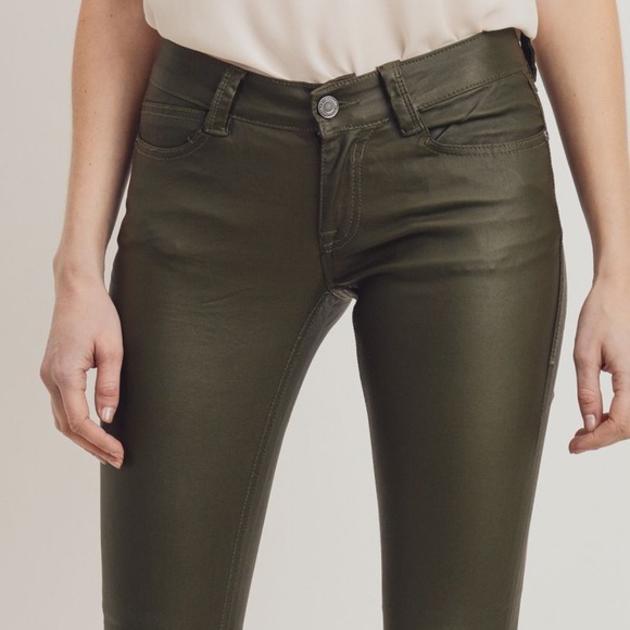 NWT💝 Sarina Skinny Coat Green Denim Pants - Picture 3 of 10